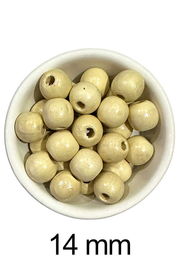 Ahşap Boncuk 407 Açık Bej 14 Mm 25 Gr