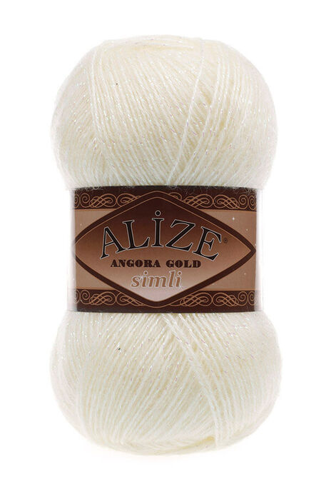 Alize Yarn - ALİZE ANGORA GOLD SİMLİ KNİTTİNG YARN 01 Cream