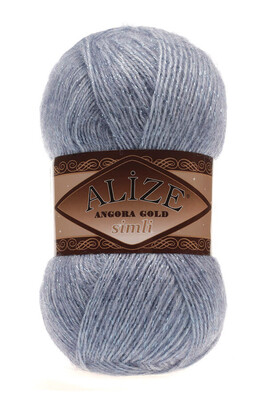 Alize Yarn - ALİZE ANGORA GOLD SİMLİ KNİTTİNG YARN 221 Denim melange