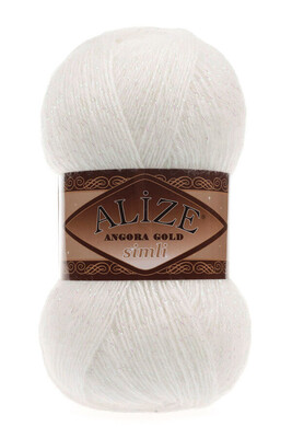 Alize Yarn - ALİZE ANGORA GOLD SİMLİ KNİTTİNG YARN 450 PEARL WHİTE