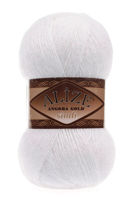 Alize Yarn - ALİZE ANGORA GOLD SİMLİ KNİTTİNG YARN 55 White