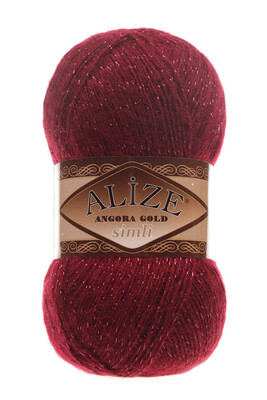 Alize Yarn - ALİZE ANGORA GOLD SİMLİ KNİTTİNG YARN 57 claret red