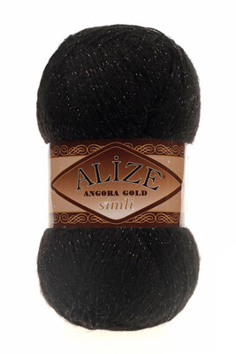 Alize Yarn - ALİZE ANGORA GOLD SİMLİ KNİTTİNG YARN 60 Black