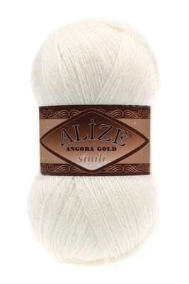 Alize Yarn - ALİZE ANGORA GOLD SİMLİ KNİTTİNG YARN 62 Light Cream