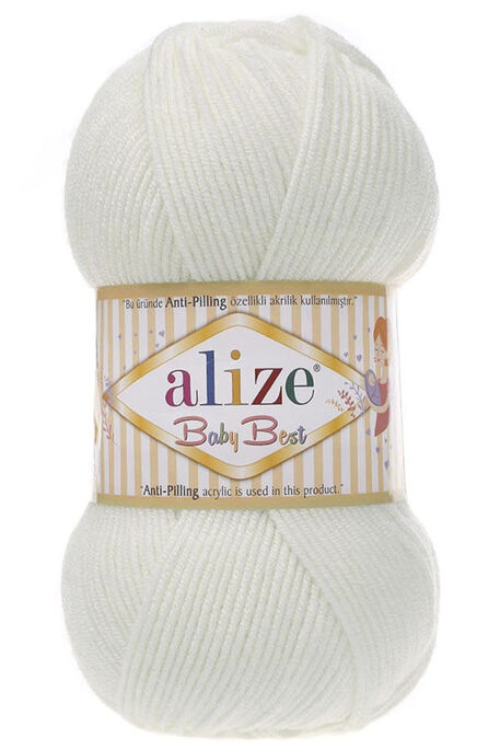 Alize Yarn - ALİZE BABY BEST KNİTTİNG YARN 450 PEARL WHITE