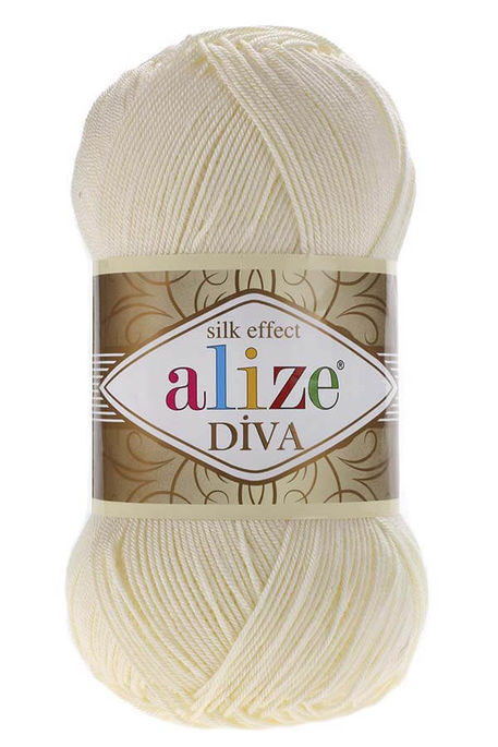 Alize Yarn - ALİZE DİVA KNİTTİNG YARN 01 Cream