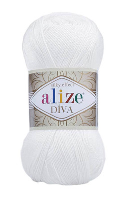 Alize Yarn - ALİZE DİVA KNİTTİNG YARN 55 White