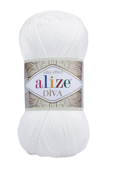 Alize Yarn - ALİZE DİVA KNİTTİNG YARN 55 White