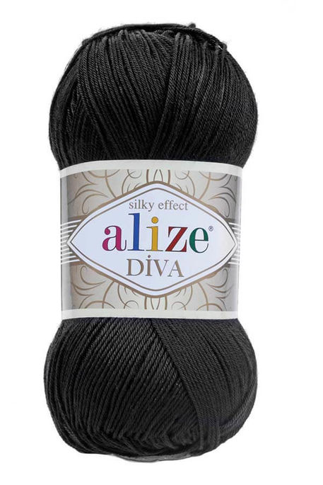 Alize Yarn - ALİZE DİVA KNİTTİNG YARN 60 Black