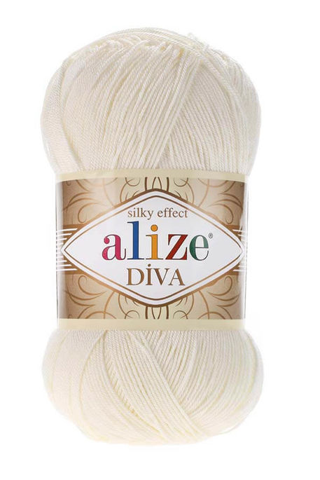 Alize Yarn - ALİZE DİVA KNİTTİNG YARN 62 Light Cream