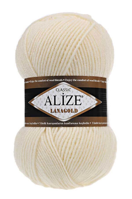 Alize Yarn - ALİZE LANAGOLD 01 Krem