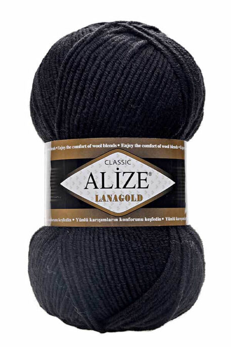 Alize Yarn - ALİZE LANAGOLD 60 Siyah