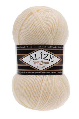 Alize Yarn - ALİZE SÜPERLANA KLASİK KNİTTİNG YARN 01 Cream