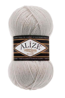 Alize Yarn - ALİZE SÜPERLANA KLASİK KNİTTİNG YARN 208 Light Gray Melange