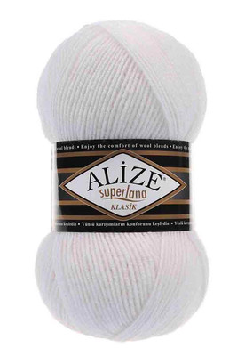 Alize Yarn - ALİZE SÜPERLANA KLASİK KNİTTİNG YARN 55 White