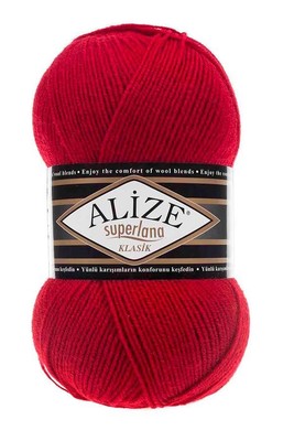 Alize Yarn - ALİZE SÜPERLANA KLASİK KNİTTİNG YARN 56 Red