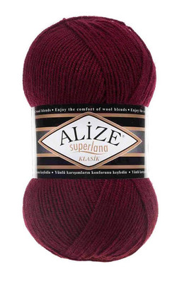 Alize Yarn - ALİZE SÜPERLANA KLASİK KNİTTİNG YARN 57 claret red