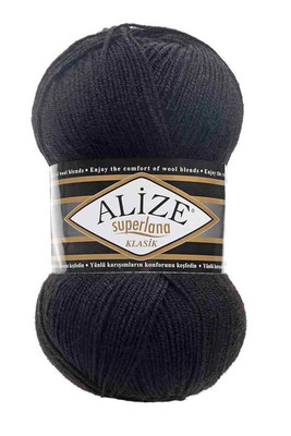 Alize Yarn - ALİZE SÜPERLANA KLASİK KNİTTİNG YARN 60 Black