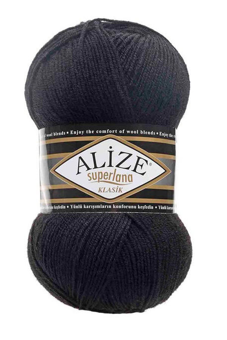 Alize Yarn - ALİZE SÜPERLANA KLASİK KNİTTİNG YARN 60 Black