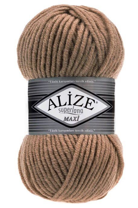 Alize Yarn - ALİZE SUPERLANA MAXİ 466 Koyu Bej