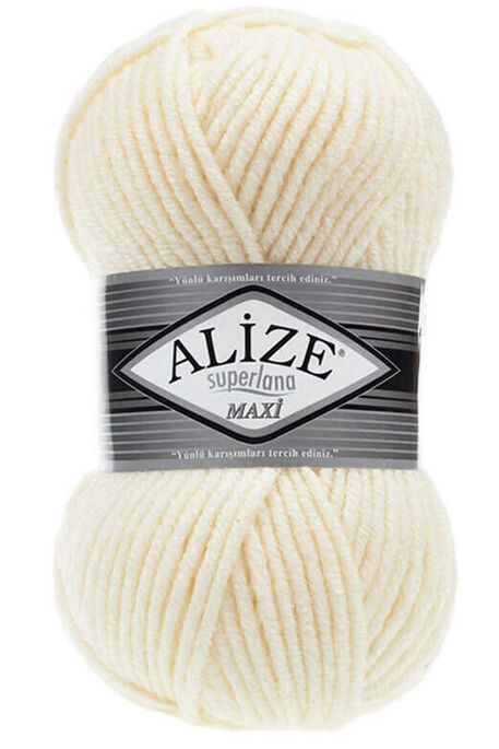 Alize Yarn - ALİZE SUPERLANA MAXİ YARN 01 CREAM