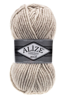 Alize Yarn - ALİZE SUPERLANA MAXİ YARN 152 BEIGE MELANGE