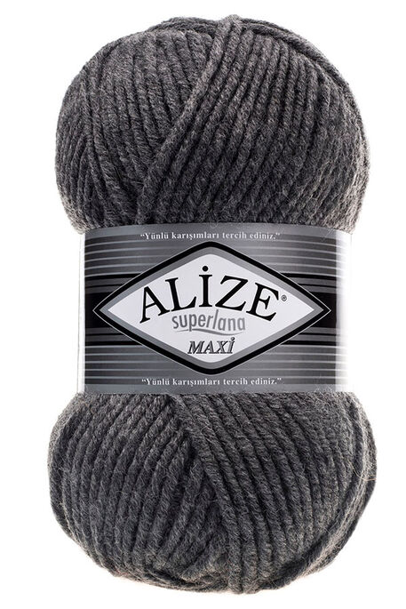 Alize Yarn - ALİZE SUPERLANA MAXİ YARN 182 MID GREY MELANGE