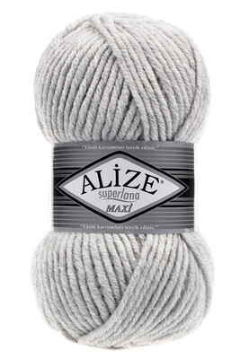 Alize Yarn - ALİZE SUPERLANA MAXİ YARN 208 LIGHT GRAY MELANGE