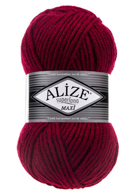 Alize Yarn - ALİZE SUPERLANA MAXİ YARN 390 CHERRY