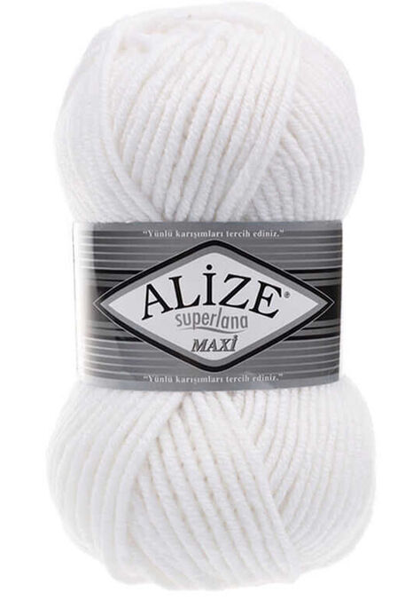 Alize Yarn - ALİZE SUPERLANA MAXİ YARN 55 WHİTE