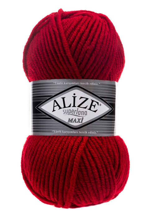 Alize Yarn - ALİZE SUPERLANA MAXİ YARN 56 RED