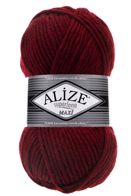 Alize Yarn - ALİZE SUPERLANA MAXİ YARN 57 CLARET RED