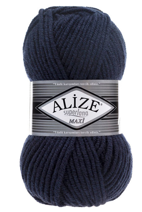 Alize Yarn - ALİZE SUPERLANA MAXİ YARN 58 NAVY BLUE