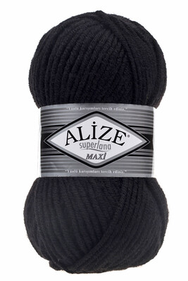 Alize Yarn - ALİZE SUPERLANA MAXİ YARN 60 BLACK