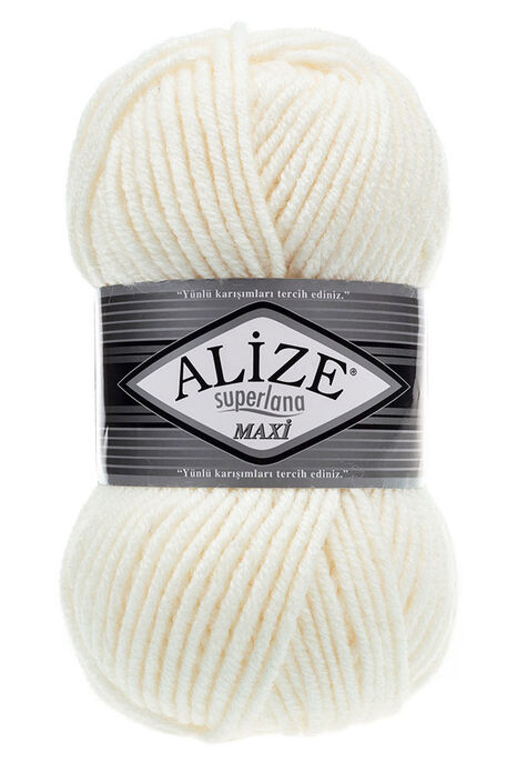 Alize Yarn - ALİZE SUPERLANA MAXİ YARN 62 LİGHT CREAM