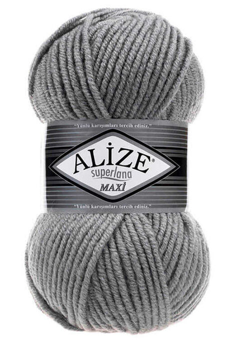 Alize Yarn - ALİZE SUPERLANA MAXİ YARN 87 CHARCOAL GRAY