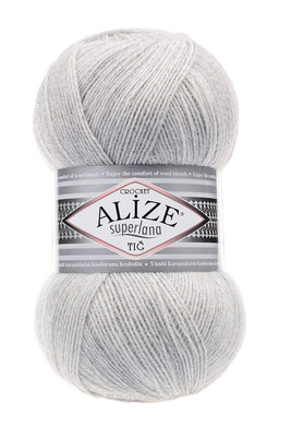 Alize Yarn - ALİZE SUPERLANA TIĞ YARN 208 mid grey melange