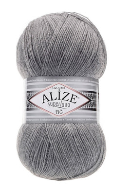 Alize Yarn - ALİZE SUPERLANA TIĞ YARN 21 Grey melange