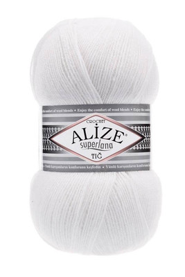 Alize Yarn - ALİZE SUPERLANA TIĞ YARN 55 White