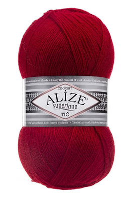 Alize Yarn - ALİZE SUPERLANA TIĞ YARN 56 Red