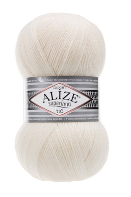 Alize Yarn - ALİZE SUPERLANA TIĞ YARN 62 Light Cream