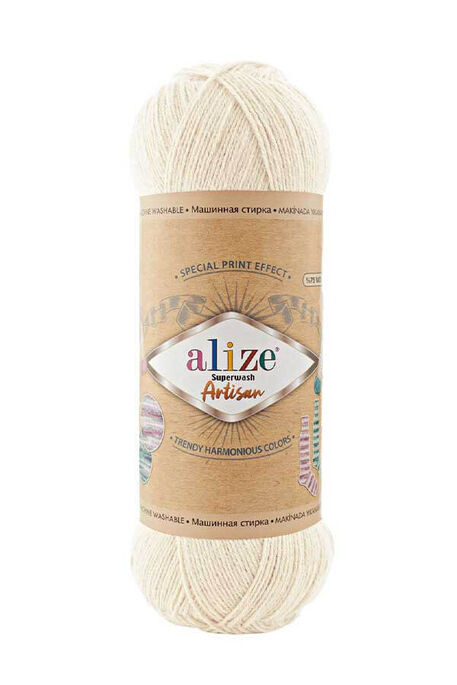 Alize Yarn - ALİZE SUPERWASH ARTİSAN 01 Krem