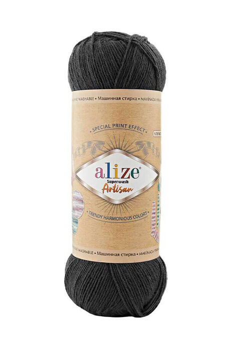 Alize Yarn - ALİZE SUPERWASH ARTİSAN 60 Siyah