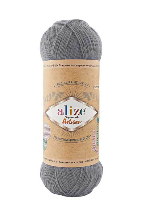 Alize Yarn - ALİZE SUPERWASH ARTİSAN 836 Gri