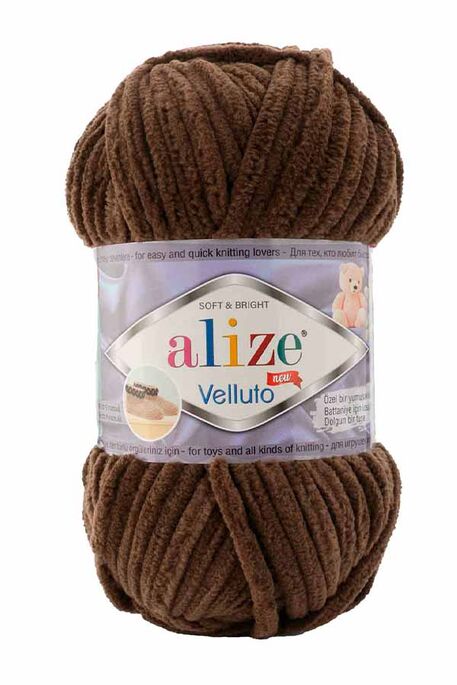 Alize Yarn - ALİZE VELLUTO 493 Koyu Kahve