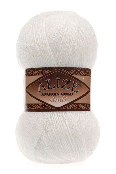 Alize Yarn - ALİZE ANGORA GOLD SİMLİ 450 PEARL WHİTE