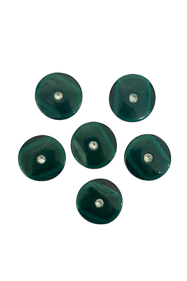 Düğme Hırka Yelek 4010 Taşlı 1.50 Cm Nefti Yeşil
