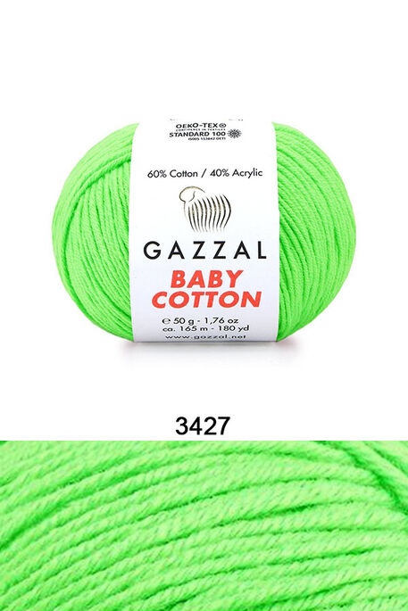 GAZZAL - GAZZAL BABY COTTON 3427 Neon Yeşil