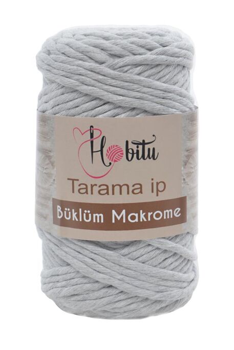 Hobitu Yarn - HOBİTU BÜKLÜM MACRAME TARAMA İP YARN 156 Light Grey