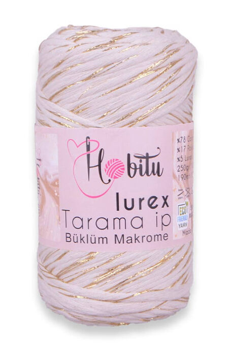 Hobitu Yarn - HOBİTU BÜKLÜM TARAMA SİMLİ LUREX 152 Krem-Altın